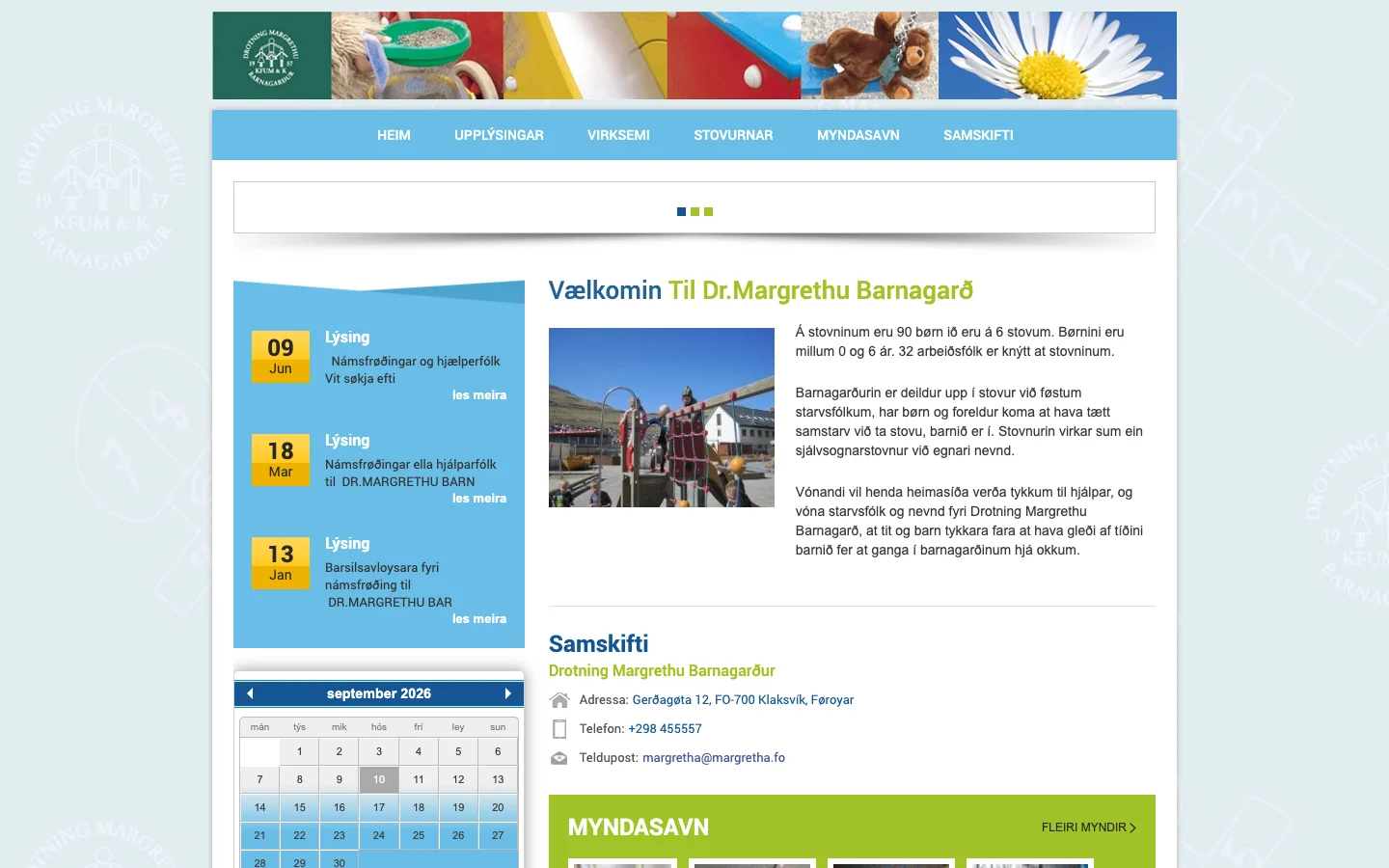 Drotning Margrethu Barnagarður interface
